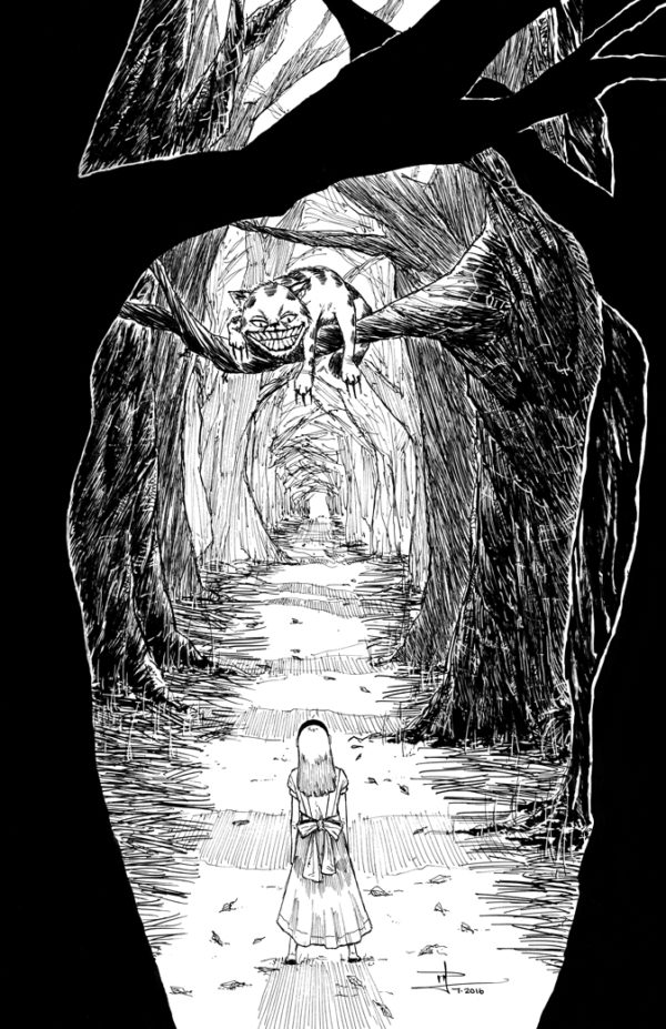 Alice And The Cheshire Cat - Original Art