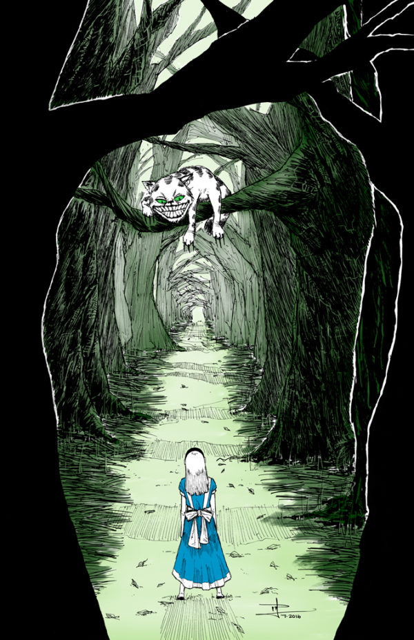 Alice And The Cheshire Cat - Color Print